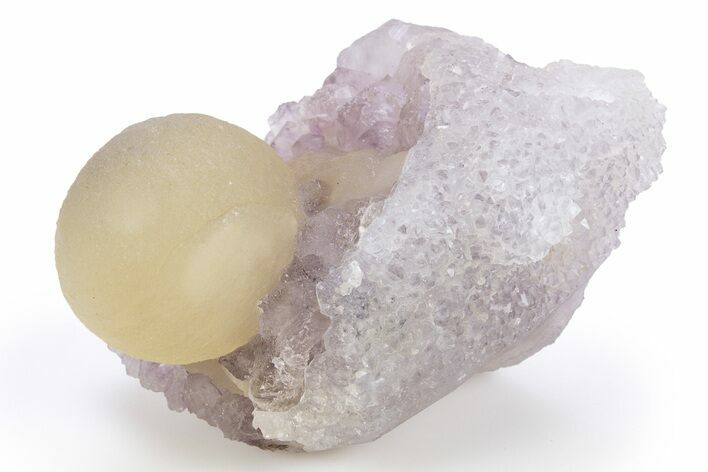 Botryoidal Yellow Fluorite on Quartz & Amethyst - India #306002